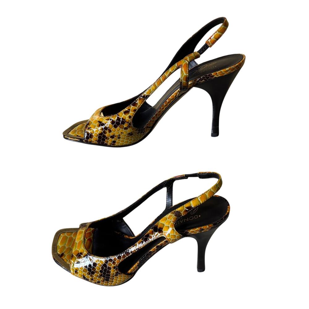 Donald Pliner Python Patent Leather Shoe New Metal Toe Rand Sandal $360 NIB Sz 5